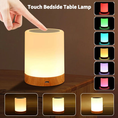Lampe de chevet tactile RGB, Rechargeable par USB, veilleuse, lampe de bureau, décoration de chambre à coucher, cadeau pour enfants, lampe de Table à manger