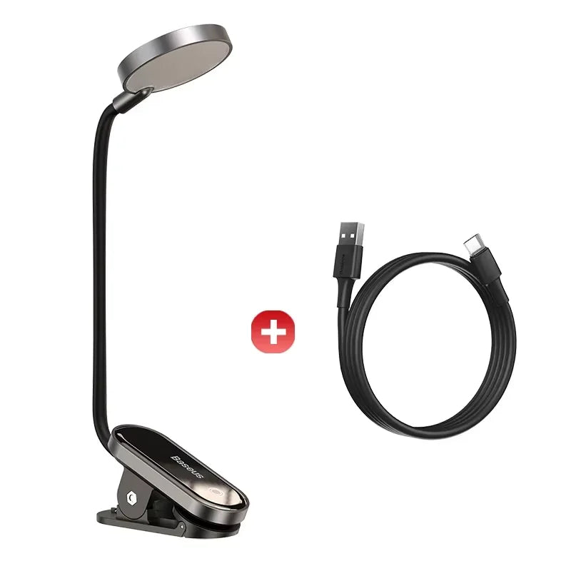 Baseus LED pince lampe de Table réglable en continu sans fil lampe de bureau tactile USB Rechargeable lampe de lecture LED veilleuse lampe d'ordinateur portable