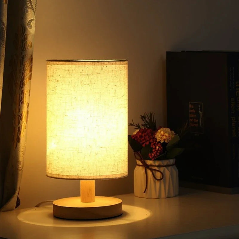 1pc lampe de Style chinois lampe de Table LED Simple Dimmable prise USB veilleuse tissu abat-jour salon chambre éclairage de chevet