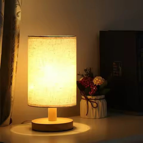 1pc lampe de Style chinois lampe de Table LED Simple Dimmable prise USB veilleuse tissu abat-jour salon chambre éclairage de chevet
