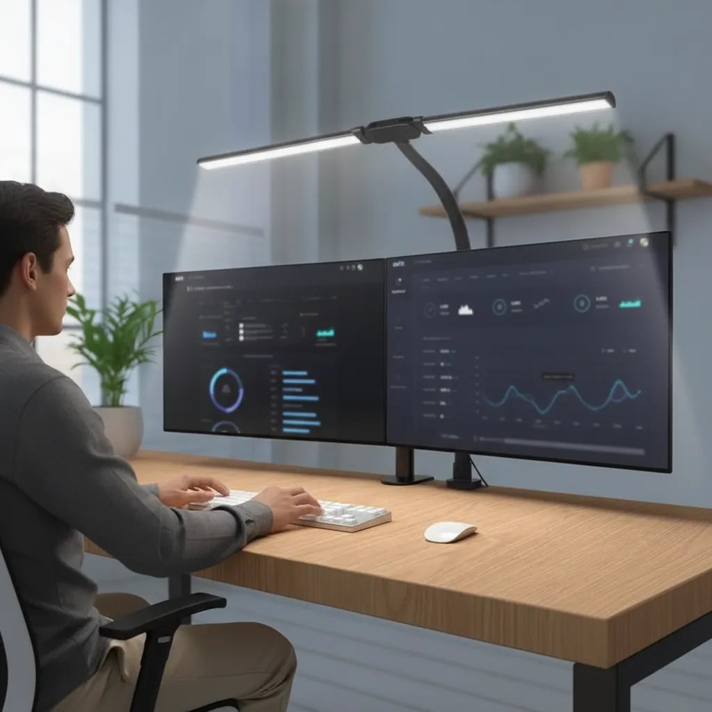 Lampe de bureau LED double tête — éclairage large