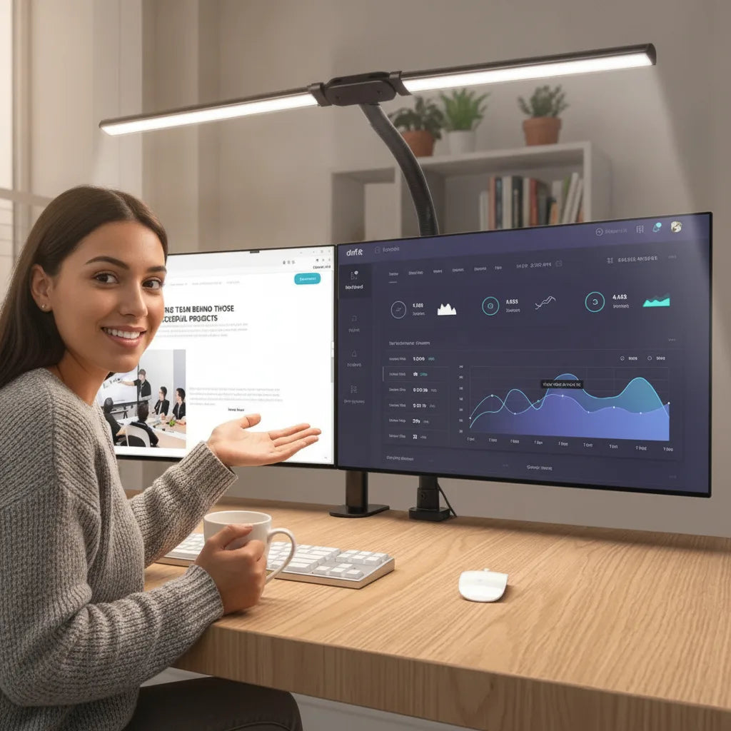 Lampe de bureau LED double tête — éclairage large